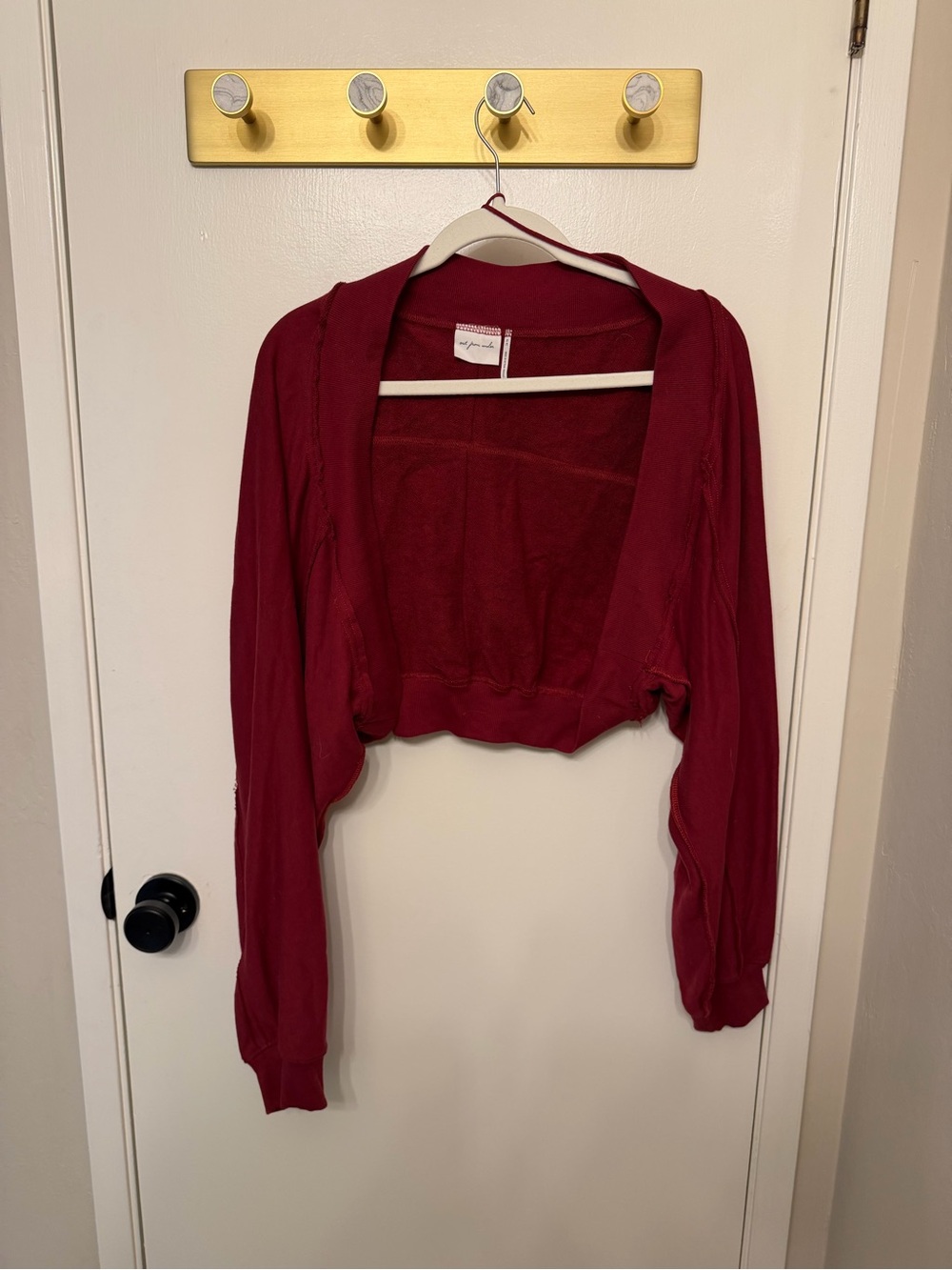 Urban Outfitters Cropped Open-Front Bolero Cardigan in Wine Red